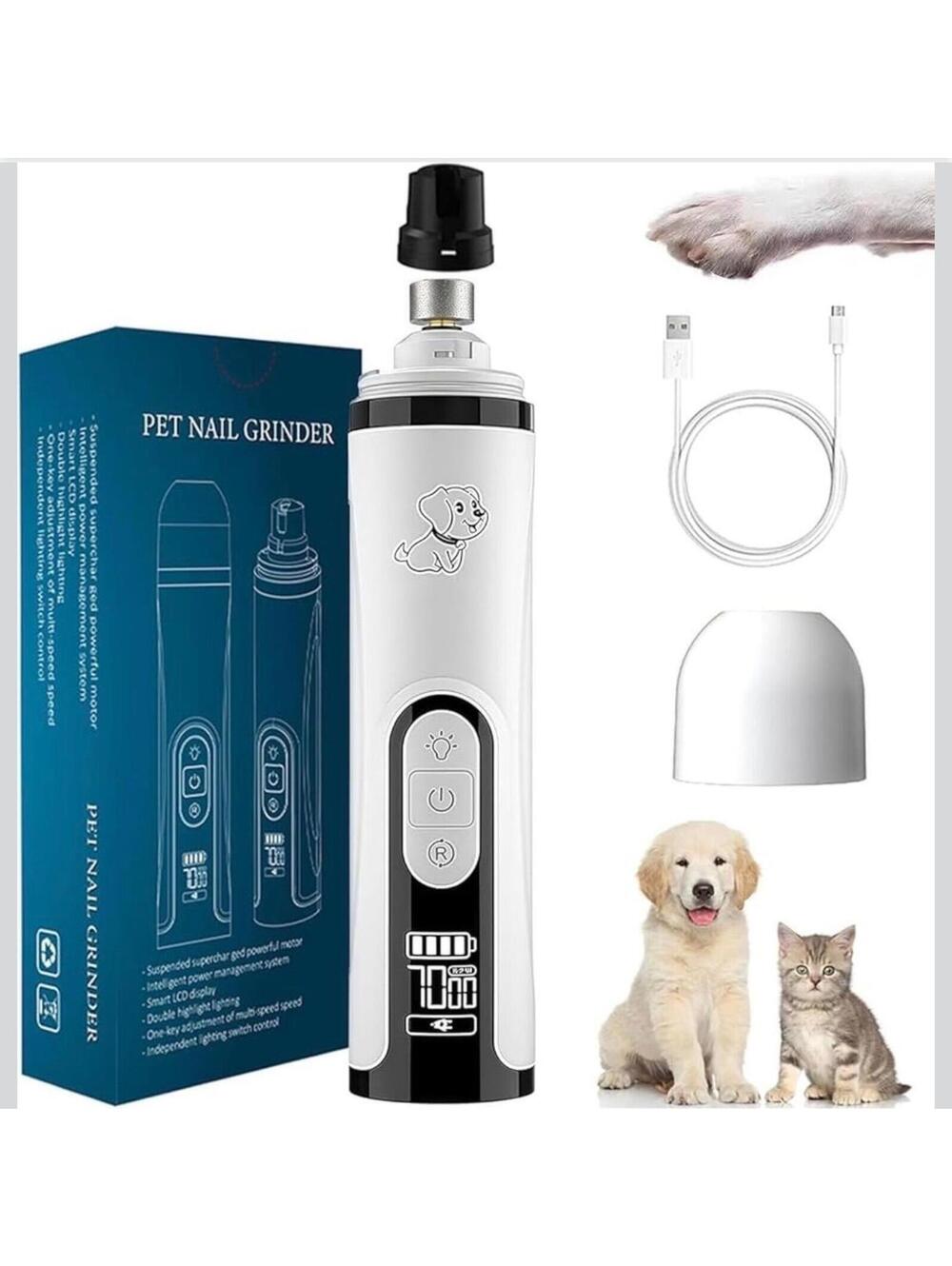 Silent Pet Nail Grinder USB Rechargeable Low Noise Trimmer